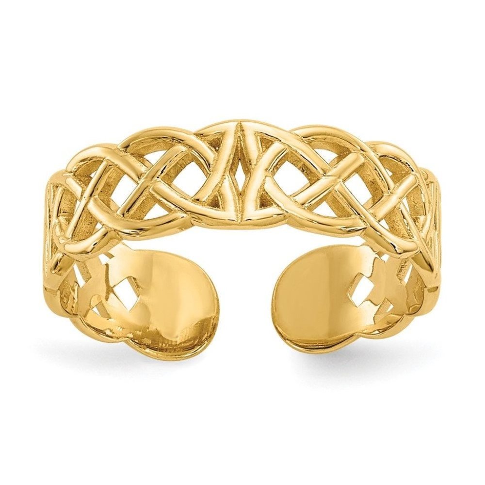 14k Yellow Gold Solid Toe Ring Celtic Adjustable - image 1